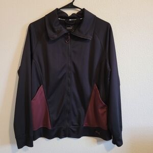 Puma Women's Black and Maroon Training Jacket #357